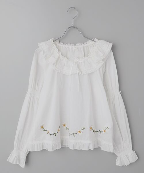 PINK HOUSE / ピンクハウス シャツ・ブラウス | マーガレット刺繍使いローンブラウス（シロ）