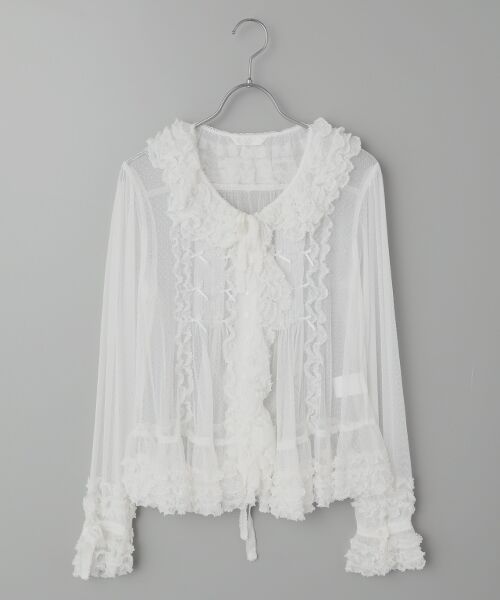 PINK HOUSE / ピンクハウス シャツ・ブラウス | ドットチュールオーバーブラウス（シロ）