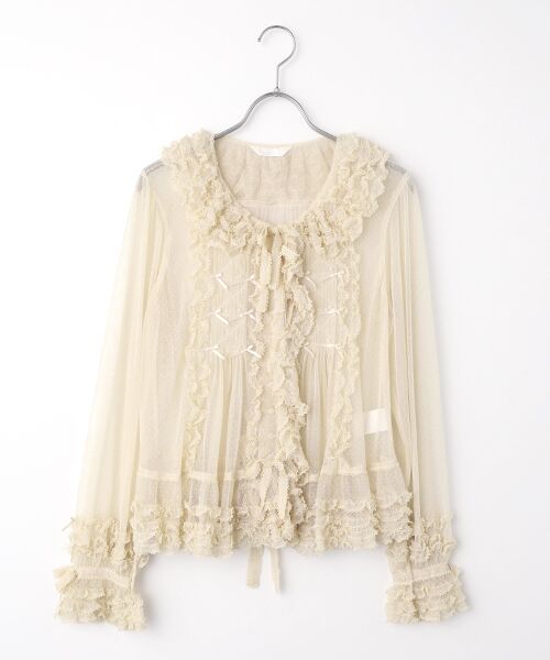 PINK HOUSE / ピンクハウス シャツ・ブラウス | ドットチュールオーバーブラウス（キナリ）