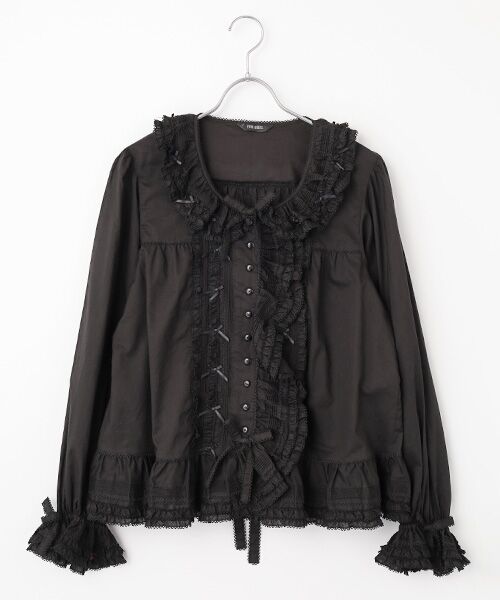 PINK HOUSE / ピンクハウス シャツ・ブラウス | ローンフリル使いオーバーブラウス（クロ）
