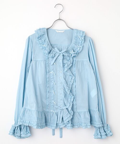 PINK HOUSE / ピンクハウス シャツ・ブラウス | ローンフリル使いオーバーブラウス（ソライロ）