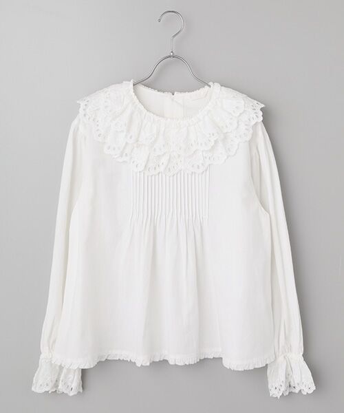 PINK HOUSE / ピンクハウス シャツ・ブラウス | スカラップレース使いダンガリーブラウス（シロ）