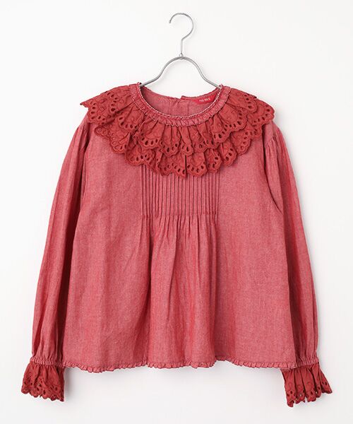 PINK HOUSE / ピンクハウス シャツ・ブラウス | スカラップレース使いダンガリーブラウス（アカ）