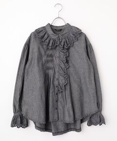 PINK HOUSE / ピンクハウス シャツ・ブラウス | スカラップレース使いダンガリーシャツブラウス