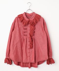 PINK HOUSE / ピンクハウス シャツ・ブラウス | スカラップレース使いダンガリーシャツブラウス