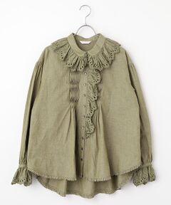 PINK HOUSE / ピンクハウス シャツ・ブラウス | スカラップレース使いダンガリーシャツブラウス