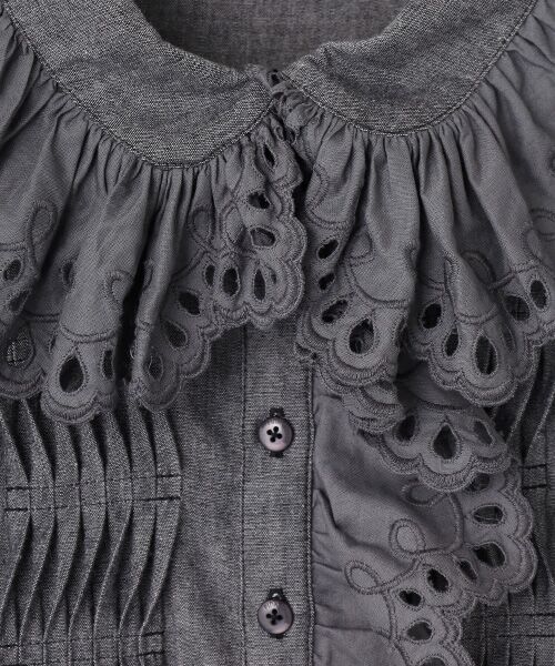 PINK HOUSE / ピンクハウス シャツ・ブラウス | スカラップレース使いダンガリーシャツブラウス | 詳細1