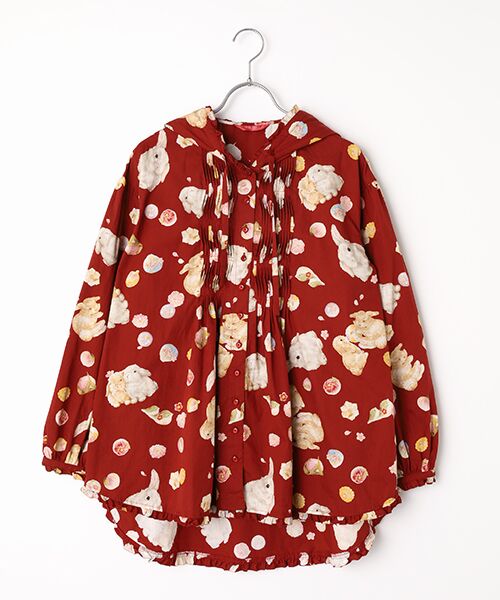 PINK HOUSE / ピンクハウス シャツ・ブラウス | 幸見うさぎプリントフードブラウス（アカ）