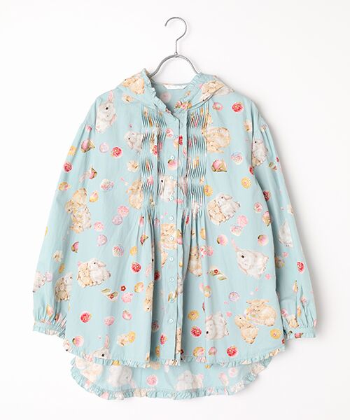 PINK HOUSE / ピンクハウス シャツ・ブラウス | 幸見うさぎプリントフードブラウス（ソライロ）