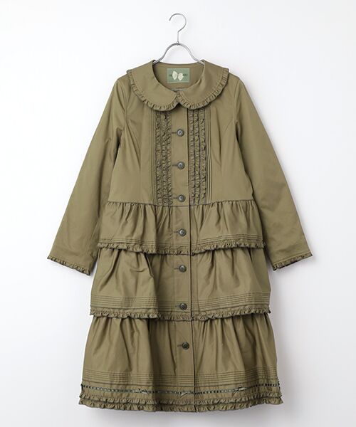 PINK HOUSE / ピンクハウス その他アウター | フリル衿付きティアードコート（カーキ）