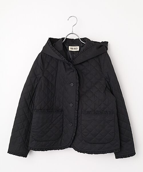 PINK HOUSE / ピンクハウス ブルゾン | フード付きキルティングジャケット（クロ）