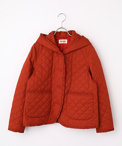 PINK HOUSE / ピンクハウス ブルゾン | フード付きキルティングジャケット（アカ）