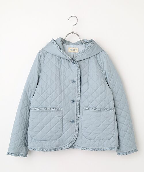 PINK HOUSE / ピンクハウス ブルゾン | フード付きキルティングジャケット（ブルーグレー）