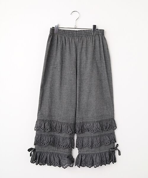 PINK HOUSE / ピンクハウス その他パンツ | スカラップレース使いダンガリードロワーズ（クロ）