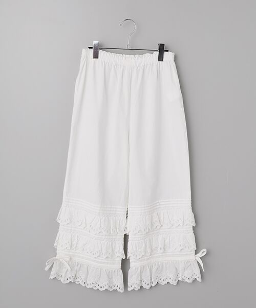 PINK HOUSE / ピンクハウス その他パンツ | スカラップレース使いダンガリードロワーズ（シロ）