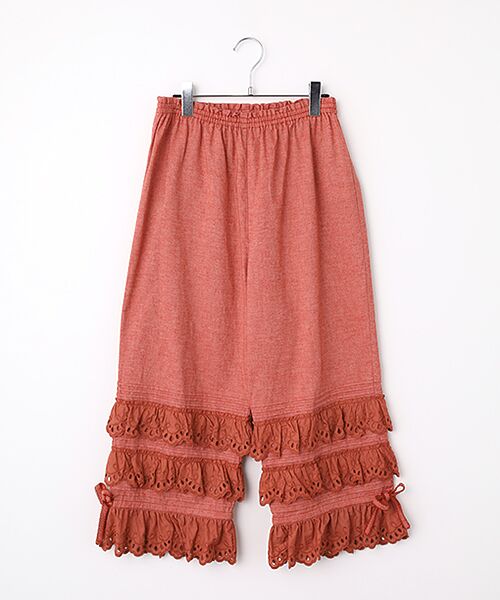 PINK HOUSE / ピンクハウス その他パンツ | スカラップレース使いダンガリードロワーズ（アカ）