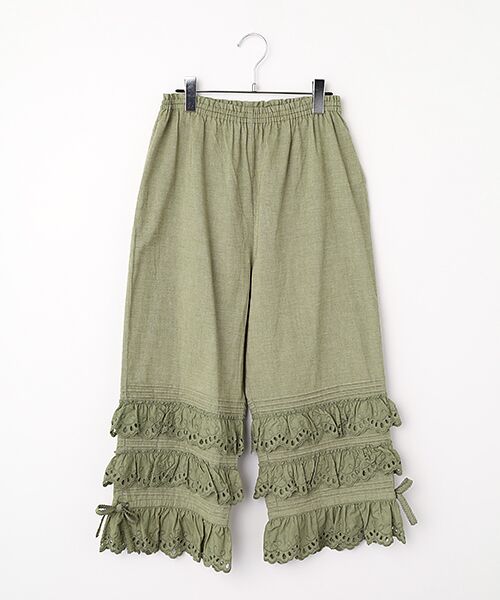 PINK HOUSE / ピンクハウス その他パンツ | スカラップレース使いダンガリードロワーズ（カーキ）