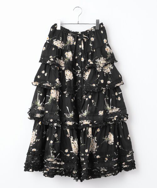 PINK HOUSE / ピンクハウス ロング・マキシ丈スカート | マーガレットブーケプリントスカート（クロ）