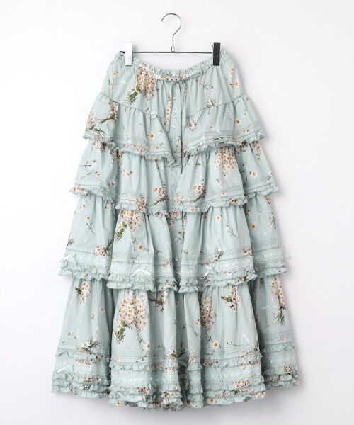 PINK HOUSE / ピンクハウス ロング・マキシ丈スカート | マーガレットブーケプリントスカート（サックス）