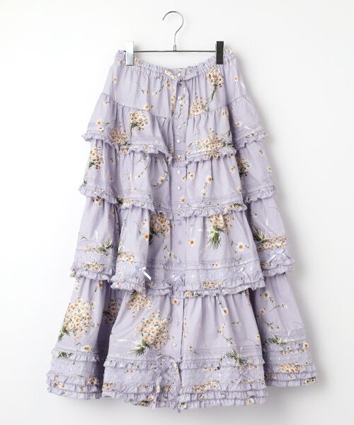 PINK HOUSE / ピンクハウス ロング・マキシ丈スカート | マーガレットブーケプリントスカート（ラベンダー）