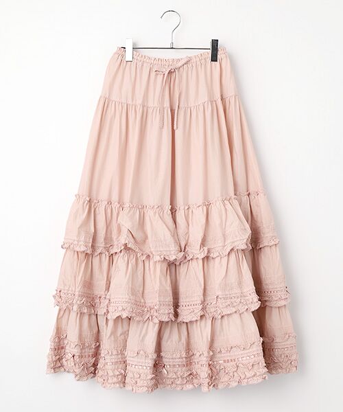 PINK HOUSE / ピンクハウス ロング・マキシ丈スカート | フリル使いローンスカート（ピンク）