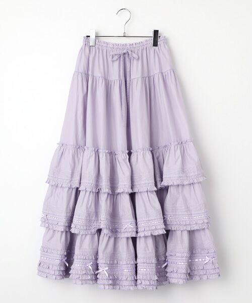 PINK HOUSE / ピンクハウス ロング・マキシ丈スカート | フリル使いローンスカート（ラベンダー）