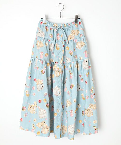 PINK HOUSE / ピンクハウス ロング・マキシ丈スカート | 幸見うさぎプリントスカート（ソライロ）
