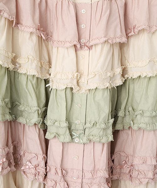 PINK HOUSE / ピンクハウス ロング・マキシ丈スカート | 配色フリルスカート | 詳細6