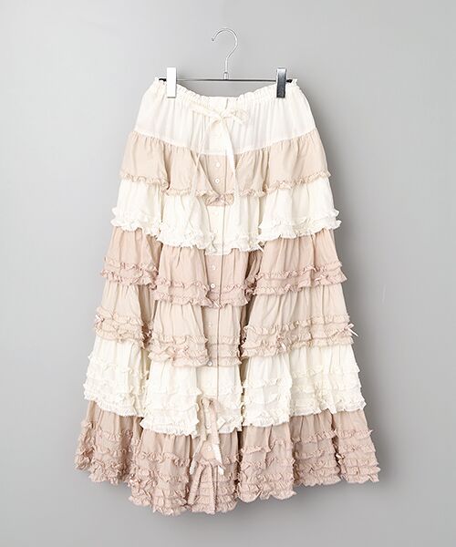 PINK HOUSE / ピンクハウス ロング・マキシ丈スカート | 配色フリルスカート（ピンク系）