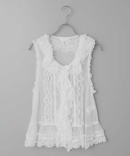 PINK HOUSE / ピンクハウス ベスト | ドットチュールベスト（シロ）