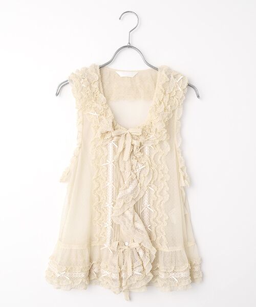 PINK HOUSE / ピンクハウス ベスト | ドットチュールベスト（キナリ）