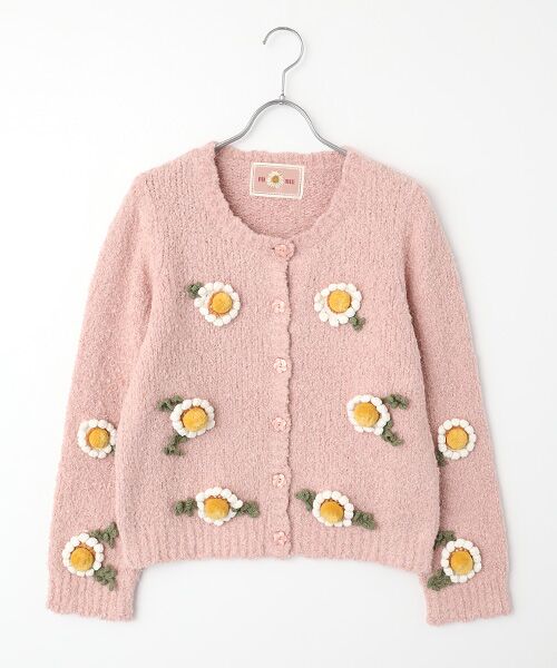 PINK HOUSE / ピンクハウス カーディガン・ボレロ | マーガレットモチーフ使いニットカーディガン（ピンク）