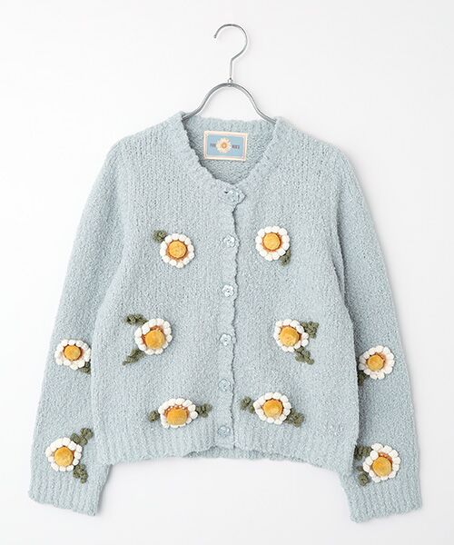 PINK HOUSE / ピンクハウス カーディガン・ボレロ | マーガレットモチーフ使いニットカーディガン（サックス）