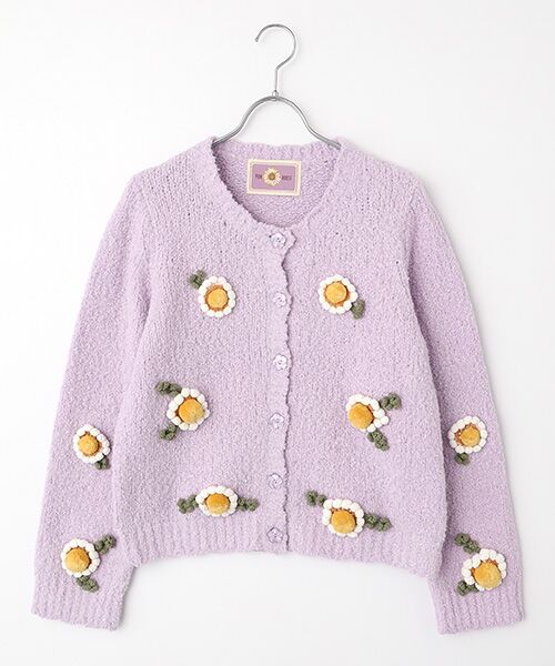 PINK HOUSE / ピンクハウス カーディガン・ボレロ | マーガレットモチーフ使いニットカーディガン（パープル）