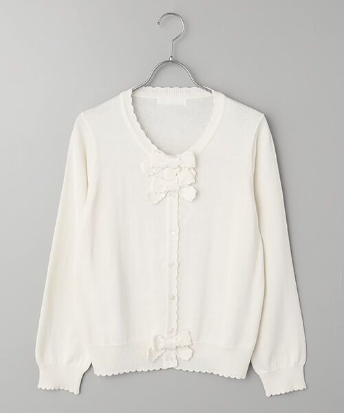 PINK HOUSE / ピンクハウス カーディガン・ボレロ | リボンモチーフ使いニットカーディガン（キナリ）