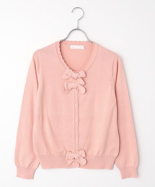 PINK HOUSE / ピンクハウス カーディガン・ボレロ | リボンモチーフ使いニットカーディガン（ピンク）