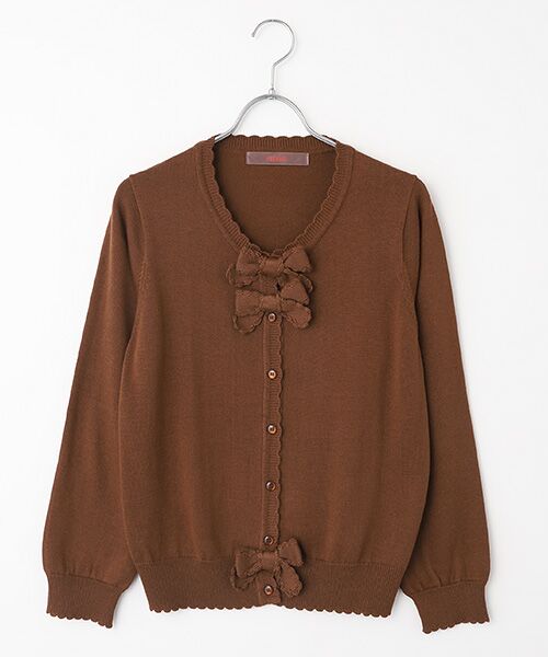 PINK HOUSE / ピンクハウス カーディガン・ボレロ | リボンモチーフ使いニットカーディガン（チョコレート）