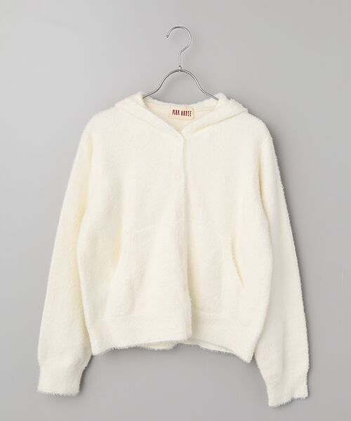 PINK HOUSE / ピンクハウス カーディガン・ボレロ | うさぎの耳フード付きフェザーヤーンニットパーカー（キナリ）