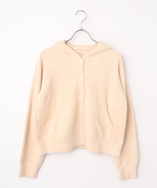 PINK HOUSE / ピンクハウス カーディガン・ボレロ | うさぎの耳フード付きフェザーヤーンニットパーカー（ピンク）