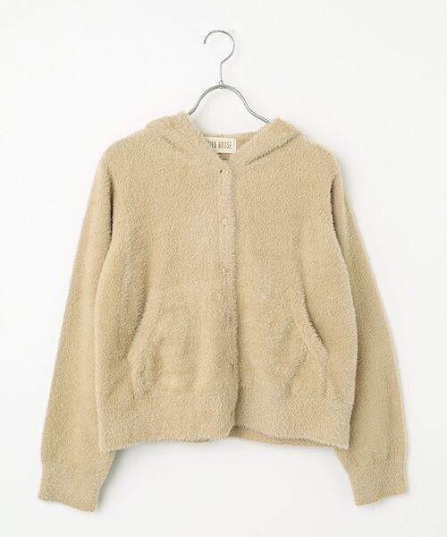 PINK HOUSE / ピンクハウス カーディガン・ボレロ | うさぎの耳フード付きフェザーヤーンニットパーカー（ベージュ）
