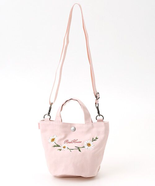PINK HOUSE / ピンクハウス ショルダーバッグ | マーガレットブーケロゴ刺繍ミニトートポシェット（ピンク）