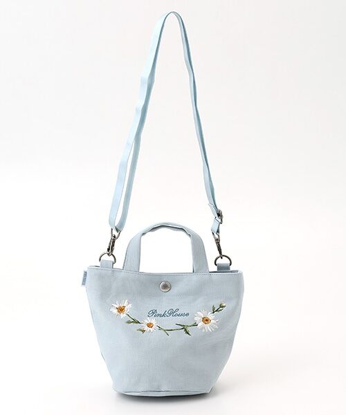 PINK HOUSE / ピンクハウス ショルダーバッグ | マーガレットブーケロゴ刺繍ミニトートポシェット | 詳細1