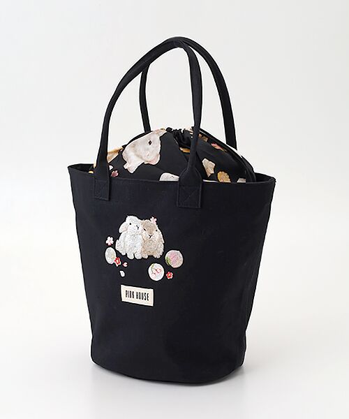 PINK HOUSE / ピンクハウス トートバッグ | 幸見うさぎ刺繍バッグ（クロ）