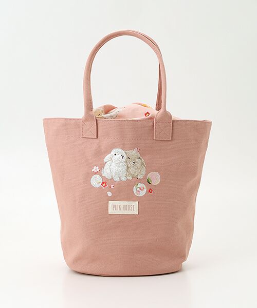 PINK HOUSE / ピンクハウス トートバッグ | 幸見うさぎ刺繍バッグ | 詳細1