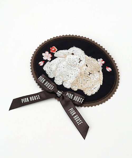 PINK HOUSE / ピンクハウス ブローチ・コサージュ | 幸見うさぎ刺繍ワッペン（クロ）