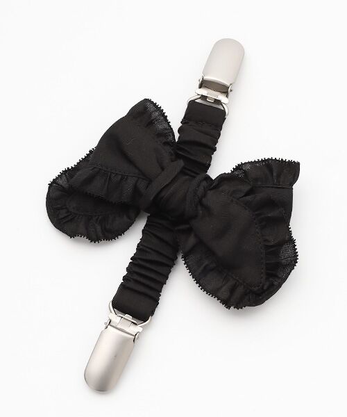 PINK HOUSE / ピンクハウス ブローチ・コサージュ | リボンモチーフ付きサスペンダークリップ（クロ）