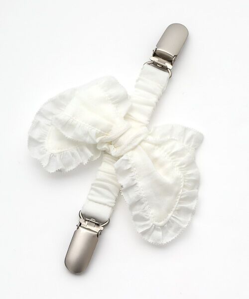 PINK HOUSE / ピンクハウス ブローチ・コサージュ | リボンモチーフ付きサスペンダークリップ（シロ）