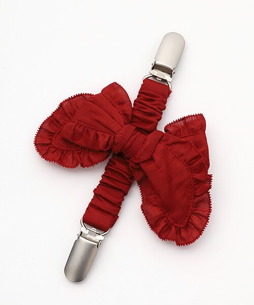 PINK HOUSE / ピンクハウス ブローチ・コサージュ | リボンモチーフ付きサスペンダークリップ（アカ）