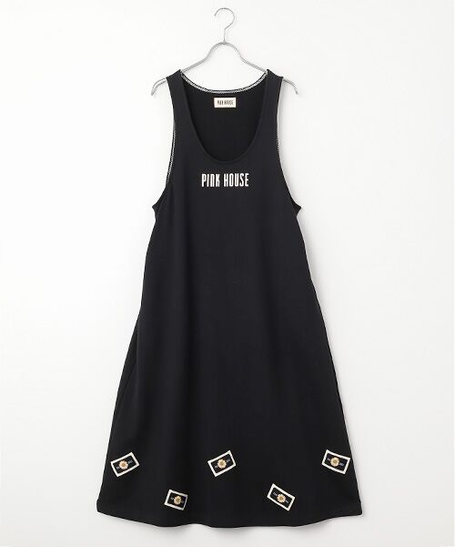 PINK HOUSE / ピンクハウス ロング・マキシ丈ワンピース | ネームワッペン使いスウェットジャンパスカート（クロ）