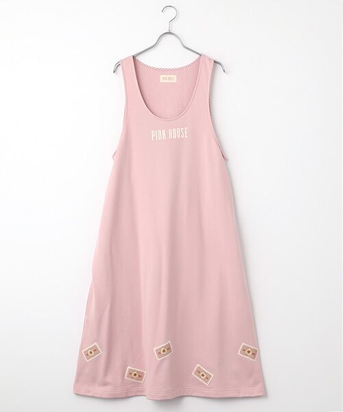 PINK HOUSE / ピンクハウス ロング・マキシ丈ワンピース | ネームワッペン使いスウェットジャンパスカート（ピンク）